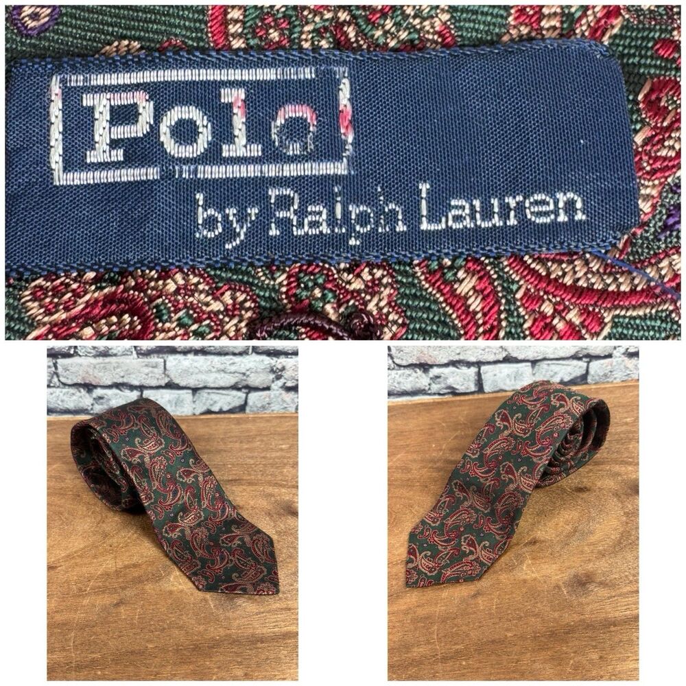 Polo By Ralph Lauren Paisley Tie England Silk Preppy Astract Made in USA 53"